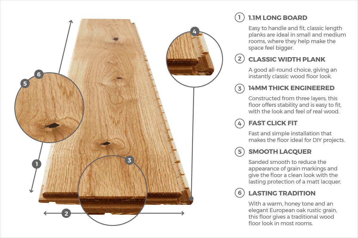 Engineered European Rustic Oak Hardwood Flooring 14mm x 130mm - 5 Colours
