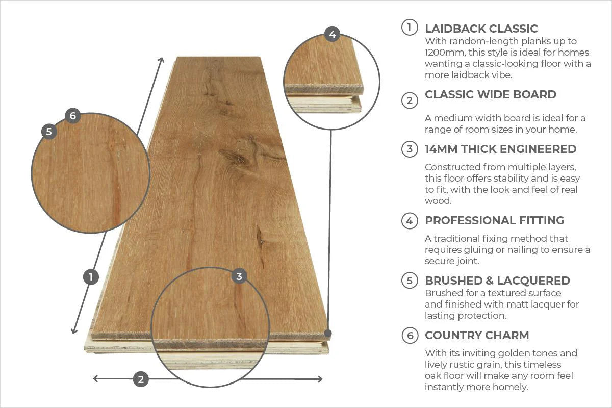 Engineered European Rustic Oak Hardwood Flooring 14mm x 125mm - 5 Colours