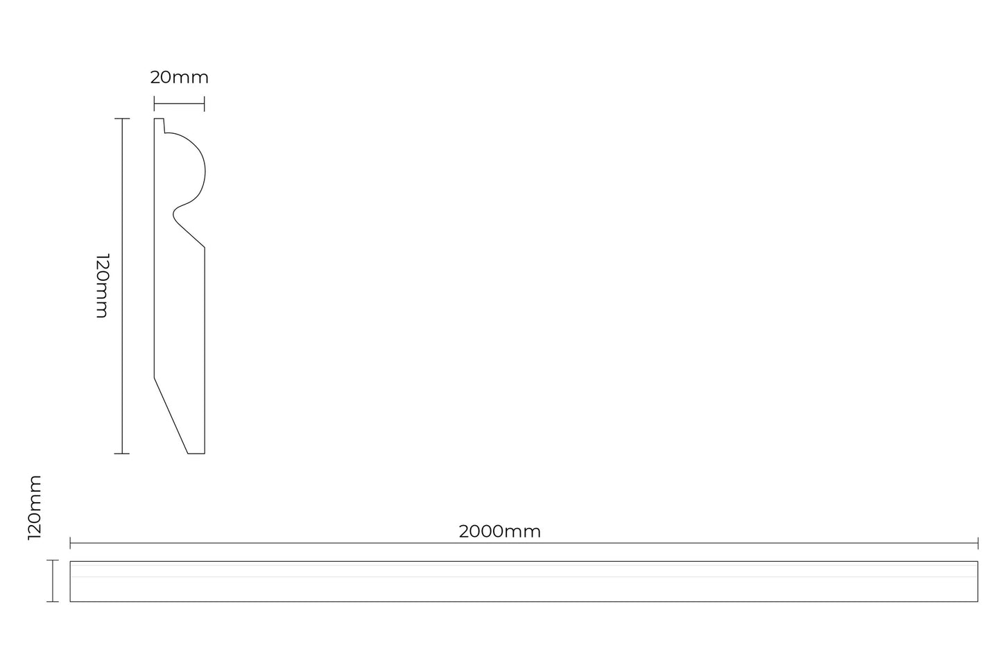 Solid Oak Taurus Skirting Boards 2m Length