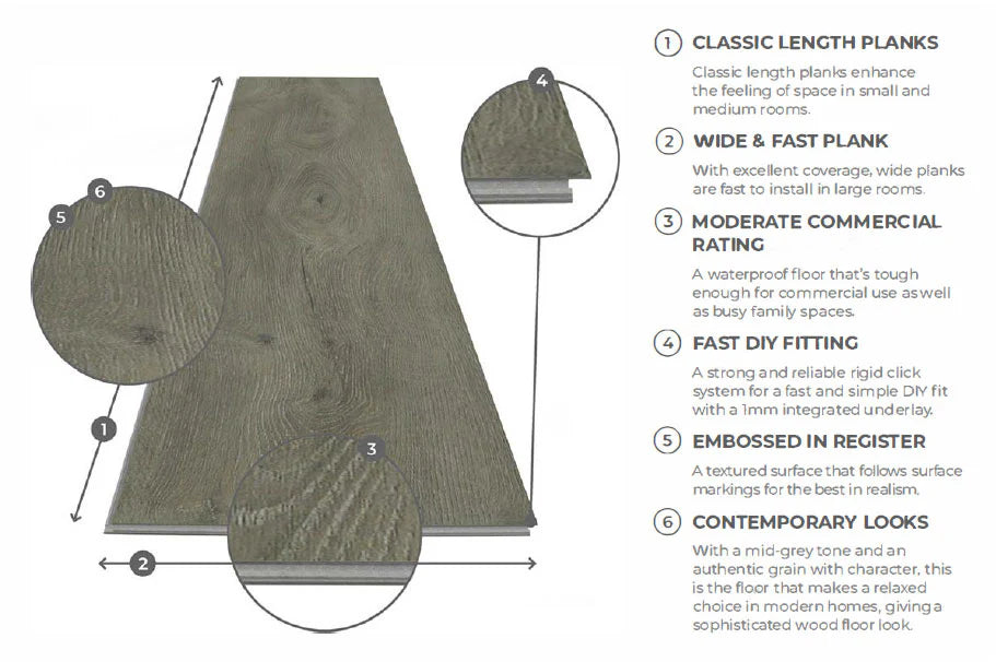 Luxury Rigid Core Click Vinyl PLANK Flooring - 8 Colours